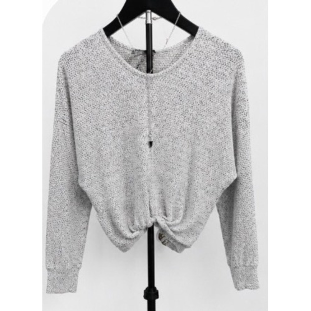 Amy Byer Girls Heather Grey Twist Front Dolman Sweater Necklace Size M 10-12